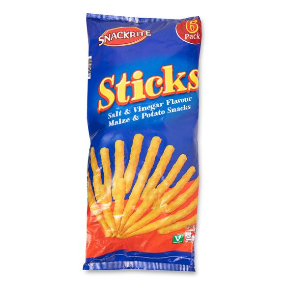 Sticks Salt And Vinegar Flavour Maize And Potato Snacks 6x20g Snackrite